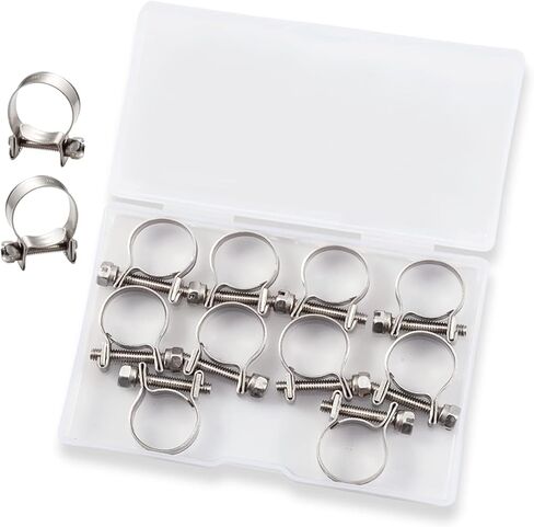 LEONTOOL 10pcs Stainless Steel Mini Fuel Line Pipe Hose Clamp Clip 16-18mm Fuel Injection Line Style Hose Clamp Adjustable Pipe Hose Clip Tube Clamps For Diesel Petrol Pipe (5/8" - 23/32"Dia) in Saudi Arabia