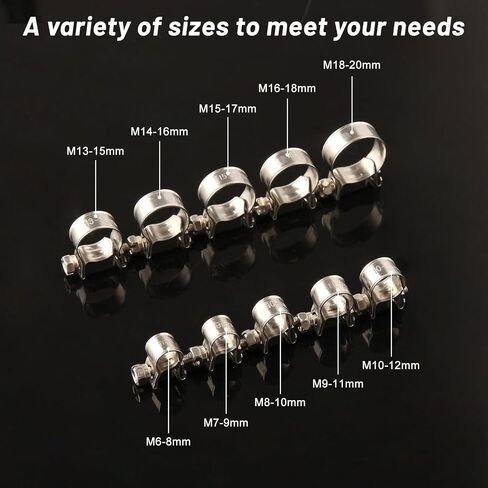 LEONTOOL 10pcs Stainless Steel Mini Fuel Line Pipe Hose Clamp Clip 16-18mm Fuel Injection Line Style Hose Clamp Adjustable Pipe Hose Clip Tube Clamps For Diesel Petrol Pipe (5/8" - 23/32"Dia) in Saudi Arabia