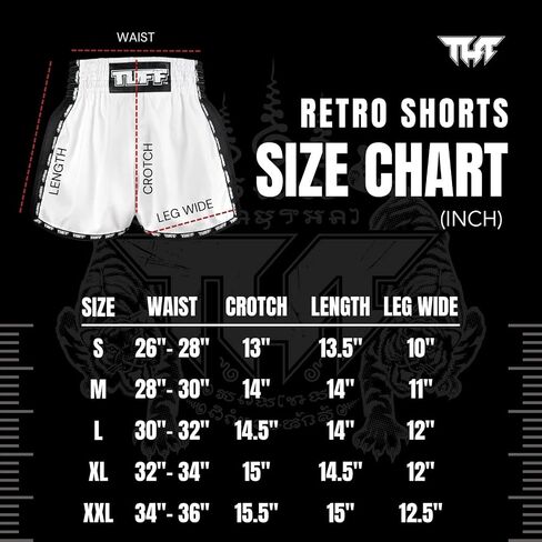 Tuff Sport Muay Thai Boxing Shorts, Retro Styles, Classic Slim Cut, MMA, Kickboxing, Workout Set in Kuwait