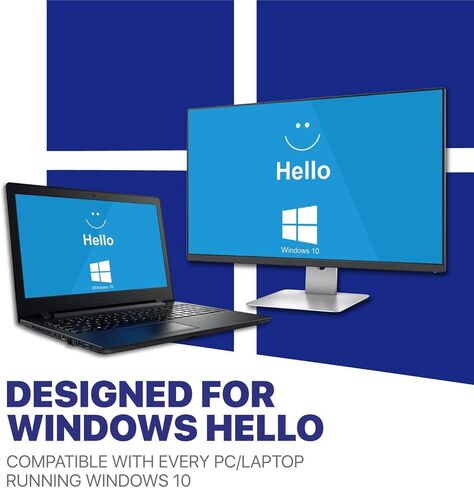 قارئ بصمات الأصابع Windows Hello لنظام Win10/11، محمول، بدون سائق، معرف لمس بيومتري 360 درجة، تسجيل دخول آمن سريع وفتح كمبيوتر محمول يعمل بنظام Windows، كمبيوتر مكتبي (أسود) in Kuwait