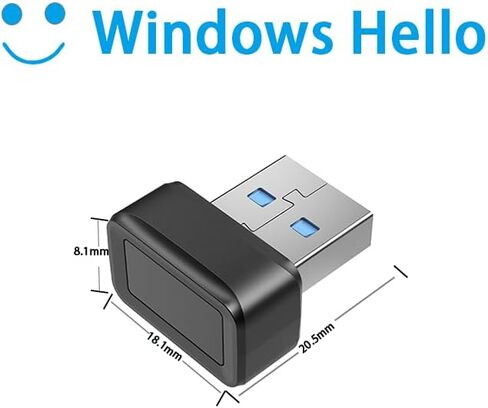 قارئ بصمات الأصابع Windows Hello لنظام Win10/11، محمول، بدون سائق، معرف لمس بيومتري 360 درجة، تسجيل دخول آمن سريع وفتح كمبيوتر محمول يعمل بنظام Windows، كمبيوتر مكتبي (أسود) in Kuwait
