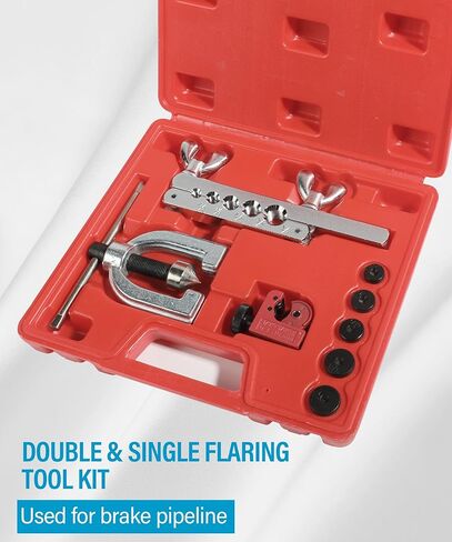 yakefl مجموعة أدوات حرق خط الفرامل، ملحقات السيارة أداة حرق أدوات الفرامل أداة الأنابيب مع المحولات، مجموعة أدوات حرق خط الفرامل، مجموعة أدوات حرق مزدوجة مجموعة أدوات إحراق واحدة لخط الفرامل in Kuwait