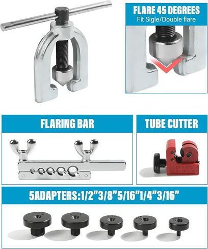 yakefl مجموعة أدوات حرق خط الفرامل، ملحقات السيارة أداة حرق أدوات الفرامل أداة الأنابيب مع المحولات، مجموعة أدوات حرق خط الفرامل، مجموعة أدوات حرق مزدوجة مجموعة أدوات إحراق واحدة لخط الفرامل in Kuwait