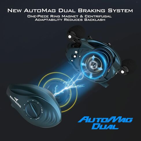 KastKing MegaJaws Baitcasting Fishing Reel, New AutoMag Dual Braking System Baitcaster Fishing Reel, Only 6.7oz, 17.64 LBs Carbon Fiber Drag, 11+1 Shielded BB, High Speed 5.4:1 to 9.1:1 Gear Ratios in Saudi Arabia