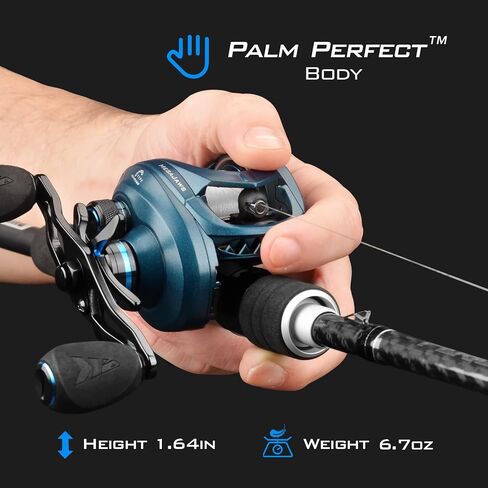 KastKing MegaJaws Baitcasting Fishing Reel, New AutoMag Dual Braking System Baitcaster Fishing Reel, Only 6.7oz, 17.64 LBs Carbon Fiber Drag, 11+1 Shielded BB, High Speed 5.4:1 to 9.1:1 Gear Ratios in Saudi Arabia