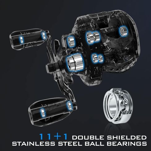 KastKing MegaJaws Baitcasting Fishing Reel, New AutoMag Dual Braking System Baitcaster Fishing Reel, Only 6.7oz, 17.64 LBs Carbon Fiber Drag, 11+1 Shielded BB, High Speed 5.4:1 to 9.1:1 Gear Ratios in Saudi Arabia