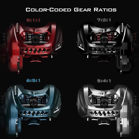 KastKing MegaJaws Baitcasting Fishing Reel, New AutoMag Dual Braking System Baitcaster Fishing Reel, Only 6.7oz, 17.64 LBs Carbon Fiber Drag, 11+1 Shielded BB, High Speed 5.4:1 to 9.1:1 Gear Ratios in Saudi Arabia