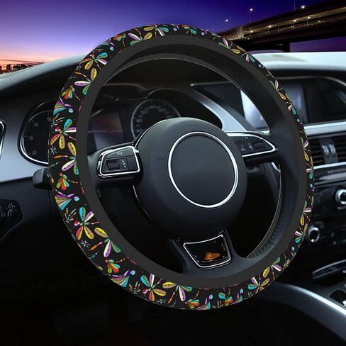 Comfortable Car Steering Wheel Cover Universal Fit 15 inches with Dragonfly Design in Saudi Arabia