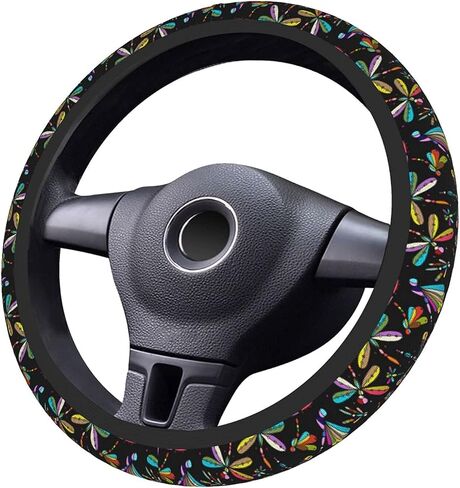 Comfortable Car Steering Wheel Cover Universal Fit 15 inches with Dragonfly Design in Saudi Arabia