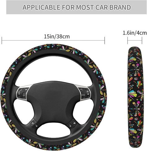 Comfortable Car Steering Wheel Cover Universal Fit 15 inches with Dragonfly Design in Saudi Arabia