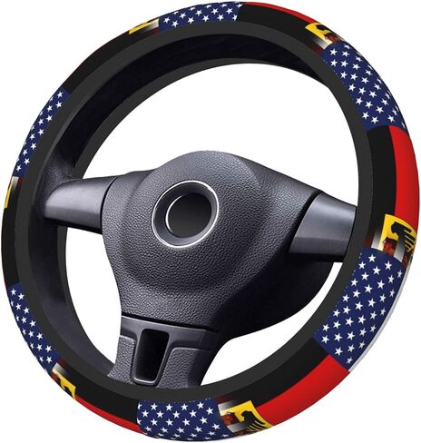 American German Flag Steering Wheel Covers,Anti Slip Sweat Absorption Elasticity Car Accessories Steering Wheel Protector Universal 15 Inch for SUV Sedan Vans Trucks in Kuwait