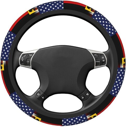 American German Flag Steering Wheel Covers,Anti Slip Sweat Absorption Elasticity Car Accessories Steering Wheel Protector Universal 15 Inch for SUV Sedan Vans Trucks in Kuwait