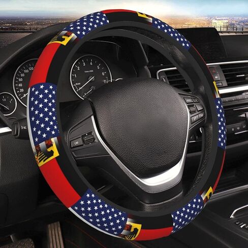American German Flag Steering Wheel Covers,Anti Slip Sweat Absorption Elasticity Car Accessories Steering Wheel Protector Universal 15 Inch for SUV Sedan Vans Trucks in Kuwait