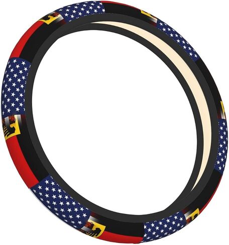 American German Flag Steering Wheel Covers,Anti Slip Sweat Absorption Elasticity Car Accessories Steering Wheel Protector Universal 15 Inch for SUV Sedan Vans Trucks in Kuwait