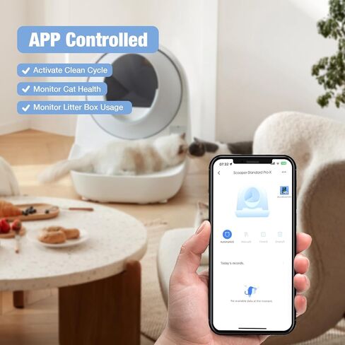 صندوق فضلات القطط الأوتوماتيكي للتنظيف الذاتي من كاتلينك بوزن 3.3 إلى 22 رطلًا، إزالة الرائحة المزدوجة - كبير جدًا مع 20 بطانة وصندوق فلتر كربون متضمن - صندوق فضلات القطط الآلي الذكي مع قبعة حمراء للقطط in Kuwait