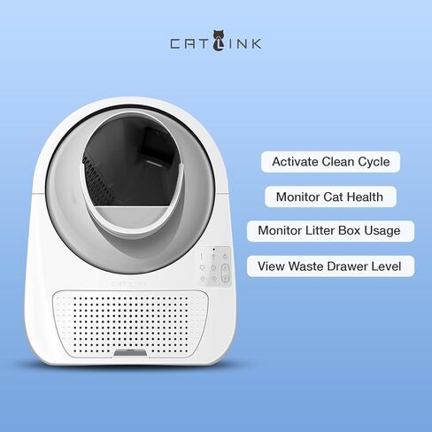 صندوق فضلات القطط الأوتوماتيكي للتنظيف الذاتي من كاتلينك بوزن 3.3 إلى 22 رطلًا، إزالة الرائحة المزدوجة - كبير جدًا مع 20 بطانة وصندوق فلتر كربون متضمن - صندوق فضلات القطط الآلي الذكي مع قبعة حمراء للقطط in Kuwait