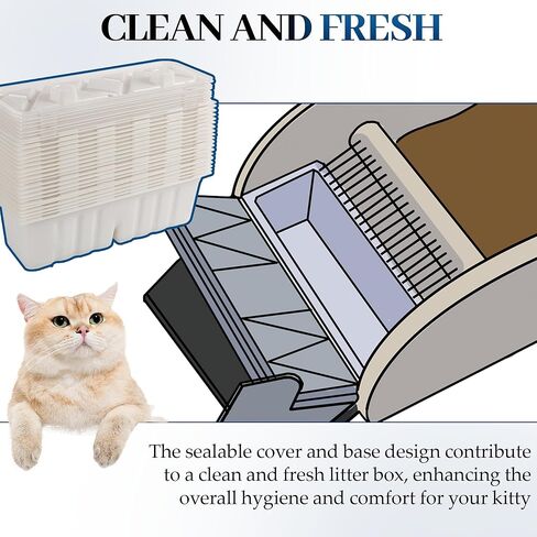 منتجات VIKOS (20 عبوة من أوعية نفايات صندوق الفضلات المتوافقة مع الإصدار الأول/الثاني من Littermaid، حاوية تخزين صندوق فضلات القطط الأوتوماتيكية، أوعية نفايات القمامة لصندوق فضلات الفضلات) in Kuwait