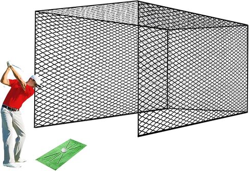 شبكة قفص الجولف Tongmo - 10x10x15ft، شبكة ضرب الجولف ونطاق القيادة الشخصية للتمرين الداخلي والخارجي، معلقة للسقف، المرآب، الطابق السفلي، أو الإطار الذي صنعته (10x10x15ft) in Kuwait