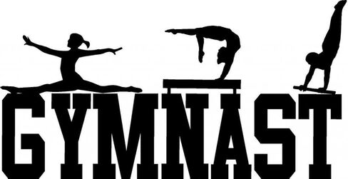 CreativeSignsnDesigns [Creative Signs N Designs, CreativeSignsNDesigns] Gymnast Girls Vinyl Wall Decal Decor 22" x 11" Black in Saudi Arabia