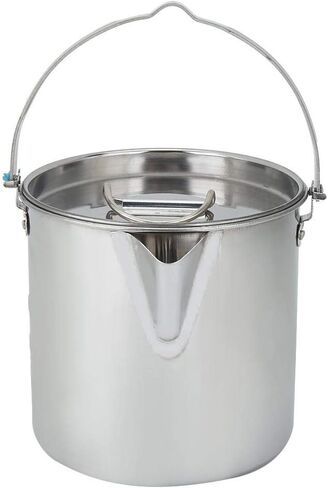 Yosoo 1.2L المحمولة الفولاذ المقاوم للصدأ التخييم في الهواء الطلق المشي لمسافات طويلة معلقة براد مياه غلاية إبريق قهوة أدوات المطبخ in Saudi Arabia
