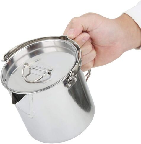 Yosoo 1.2L المحمولة الفولاذ المقاوم للصدأ التخييم في الهواء الطلق المشي لمسافات طويلة معلقة براد مياه غلاية إبريق قهوة أدوات المطبخ in Saudi Arabia