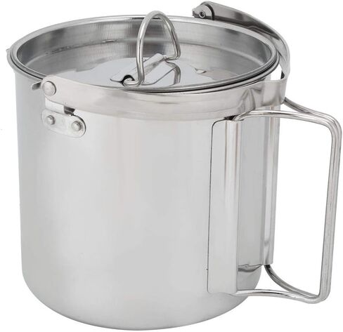 Yosoo 1.2L المحمولة الفولاذ المقاوم للصدأ التخييم في الهواء الطلق المشي لمسافات طويلة معلقة براد مياه غلاية إبريق قهوة أدوات المطبخ in Saudi Arabia