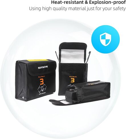 حقيبة بطارية Sinyutia Mavic 3 Pro Lipo، حقيبة تخزين ليبو مقاومة للحريق وبطاريات مقاومة للانفجار لـ DJI Mavic 3 / Mavic 3 Classic/Mavic 3 Pro ملحقات الطائرة بدون طيار (صغيرة (لبطارية واحدة)) in Saudi Arabia