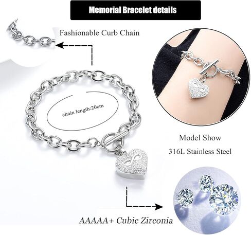 zeqingjw Urn Bracelet Cremation Bracelet for Ashes Memorial Ashes Bracelet Heart Ashes Bangle Bracelet in Saudi Arabia