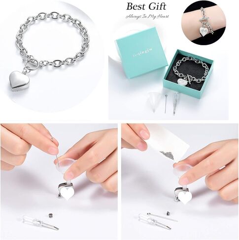 zeqingjw Urn Bracelet Cremation Bracelet for Ashes Memorial Ashes Bracelet Heart Ashes Bangle Bracelet in Saudi Arabia