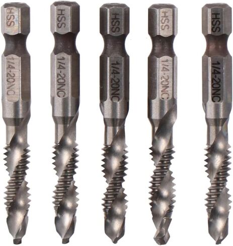 FEIYING 5PCS مجموعة لقم الحنفية المثقاب، صنابير مركبة من الفولاذ عالية السرعة، صنابير الحفر والتنصت، مجموعة أدوات التنصت على الناي السداسي HSS in Saudi Arabia