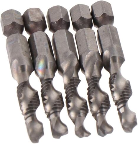 FEIYING 5PCS مجموعة لقم الحنفية المثقاب، صنابير مركبة من الفولاذ عالية السرعة، صنابير الحفر والتنصت، مجموعة أدوات التنصت على الناي السداسي HSS in Saudi Arabia