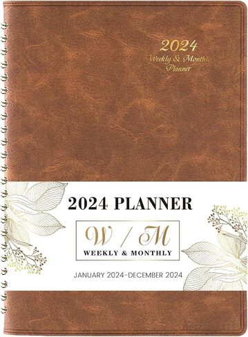 Planner 2024-2025 - Jul.2024 - Jun.2025, Academic Planner 2024-2025, 2024-2025 Planner Weekly & Monthly, 6.5" x 8.7", Leather Cover + Back Pocket + Holidays - Brown in Saudi Arabia
