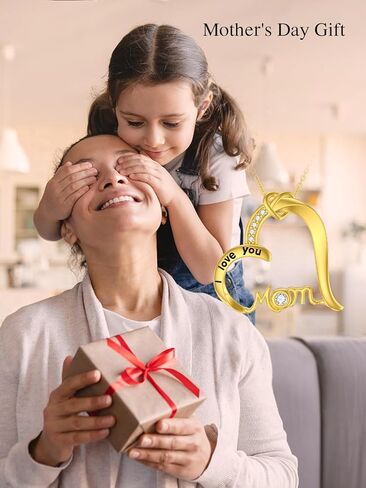 cpckolf 14k الذهب الحقيقي قلادة عيد الأم للنساء، أمي شكل قلب / الأم ابنة سحر / أنا أحبك أمي قلادة مجوهرات عيد ميلاد هدايا عيد الأم لجدتها نانا زوجة الأم في القانون in Kuwait