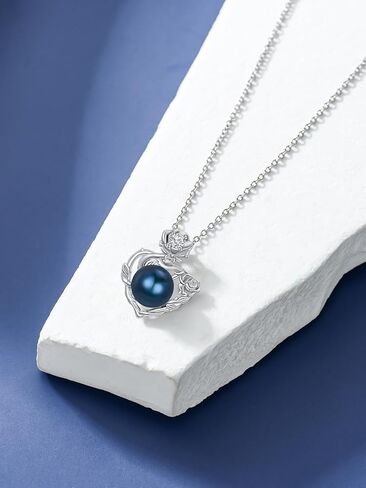 Mother's Day Gift - Black Pearl Necklace for Women, S925 Sterling Silver Real Freshwater Pearl Tree of Life/Rose Pendant Necklace Jewelry for Girl Mom Wife for Anniversary Gift in Saudi Arabia