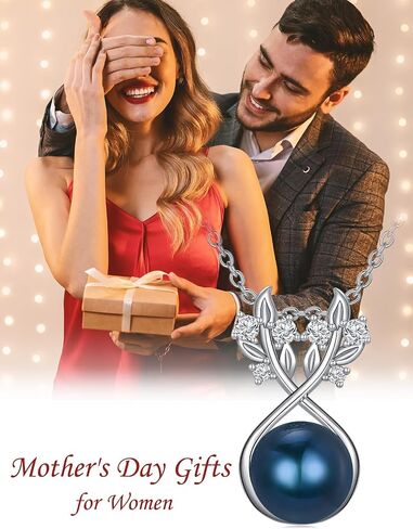 Mother's Day Gift - Black Pearl Necklace for Women, S925 Sterling Silver Real Freshwater Pearl Tree of Life/Rose Pendant Necklace Jewelry for Girl Mom Wife for Anniversary Gift in Saudi Arabia