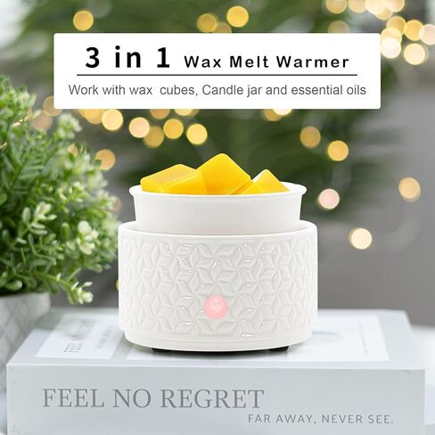 Scented Wax Melt Warmer Electric –Ceramic Candle Wax Melt Warmer, 3-in-1 Wax Melter Burner, Fragrance Warmer for Scented Candles, Wax Tarts, Essential Oils to Freshen Home Office, Gift & Decor in Kuwait