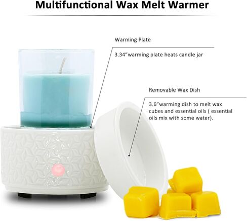 Scented Wax Melt Warmer Electric –Ceramic Candle Wax Melt Warmer, 3-in-1 Wax Melter Burner, Fragrance Warmer for Scented Candles, Wax Tarts, Essential Oils to Freshen Home Office, Gift & Decor in Kuwait