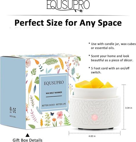 Scented Wax Melt Warmer Electric –Ceramic Candle Wax Melt Warmer, 3-in-1 Wax Melter Burner, Fragrance Warmer for Scented Candles, Wax Tarts, Essential Oils to Freshen Home Office, Gift & Decor in Kuwait