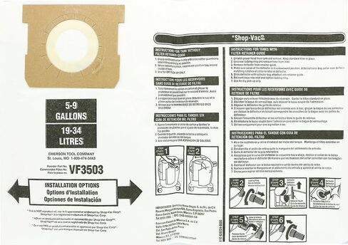 Ridgid VF3503 High Efficiency, Dry Pickup Dust Bags for 6 - 9 Gallons Ridgid Wet / Dry Vacuums at (2 Pack) in Saudi Arabia