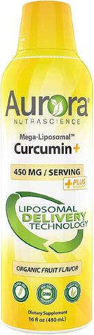Aurora Nutrascience Mega-Liposomal Curcumin+ Vitamin C with CurcuVail, Supports Healthy Joints, Muscles, GI Tract, and Brain, Organic, Non-GMO, 450mg per Serving, 16 fl oz in Saudi Arabia