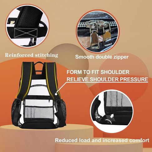 GiMiUiTo Clear Backpack,Heavy Duty Clear Bookbag See Through Backpack Large Clear Bag for School College Work Travel Security,Black in Saudi Arabia