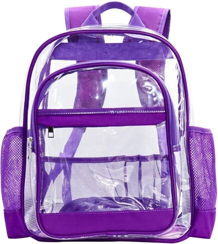 GiMiUiTo Clear Backpack,Heavy Duty Clear Bookbag See Through Backpack Large Clear Bag for School College Work Travel Security,Black in Saudi Arabia