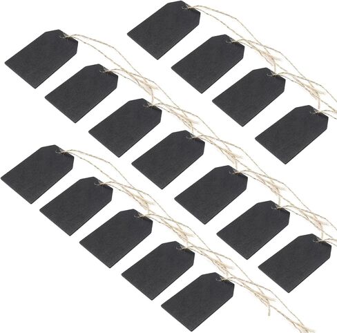 BokWin 32 Pcs Wooden Chalkboard Tags Mini Hanging Chalkboard Labels,DIY Chalkboard Tags Message Tags Gift Tags(Black) in Saudi Arabia