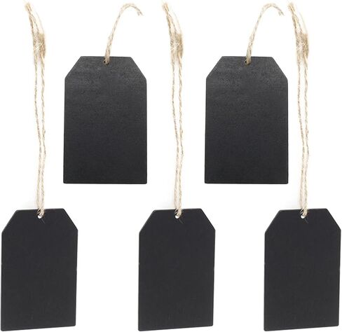 BokWin 32 Pcs Wooden Chalkboard Tags Mini Hanging Chalkboard Labels,DIY Chalkboard Tags Message Tags Gift Tags(Black) in Saudi Arabia