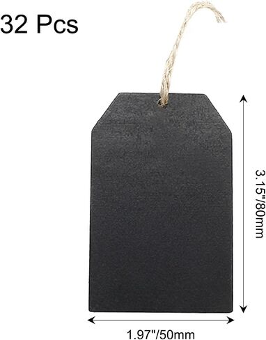 BokWin 32 Pcs Wooden Chalkboard Tags Mini Hanging Chalkboard Labels,DIY Chalkboard Tags Message Tags Gift Tags(Black) in Saudi Arabia