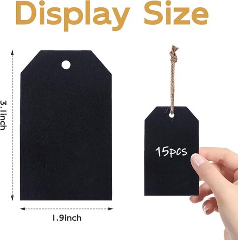 Chalkboard Tags Hanging, Mini Wooden Chalkboard Tags Double Sided Erasable Hanging Board Labels with String Twine, Hanging Chalkboard Labels for Baskets Storage Bins (15 Pack) in Kuwait