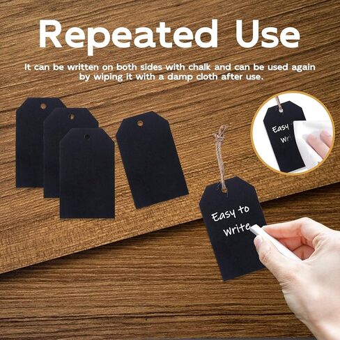 Chalkboard Tags Hanging, Mini Wooden Chalkboard Tags Double Sided Erasable Hanging Board Labels with String Twine, Hanging Chalkboard Labels for Baskets Storage Bins (15 Pack) in Kuwait