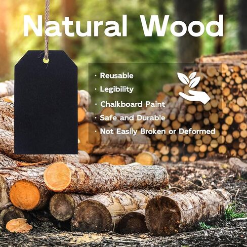 Chalkboard Tags Hanging, Mini Wooden Chalkboard Tags Double Sided Erasable Hanging Board Labels with String Twine, Hanging Chalkboard Labels for Baskets Storage Bins (15 Pack) in Kuwait