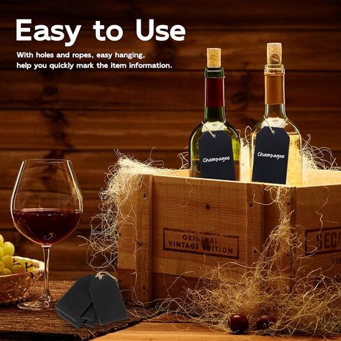 Chalkboard Tags Hanging, Mini Wooden Chalkboard Tags Double Sided Erasable Hanging Board Labels with String Twine, Hanging Chalkboard Labels for Baskets Storage Bins (15 Pack) in Kuwait