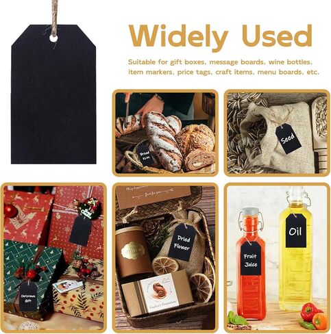 Chalkboard Tags Hanging, Mini Wooden Chalkboard Tags Double Sided Erasable Hanging Board Labels with String Twine, Hanging Chalkboard Labels for Baskets Storage Bins (15 Pack) in Kuwait